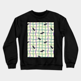 Wobbly Checkers and Bats - Halloween Pattern - Bright Colors Crewneck Sweatshirt